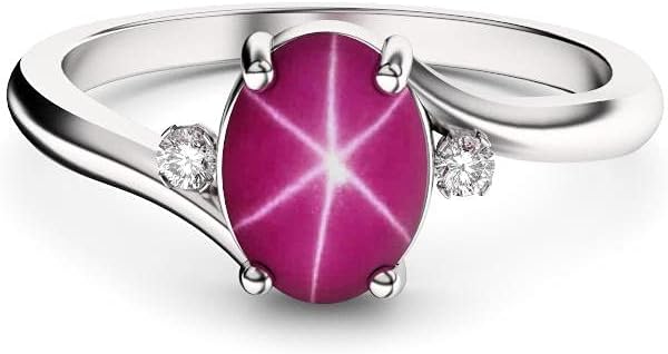 TSNjewelry Star Ruby Statement Ring 925 Sterling Silver with White Sapphire Accents Handmade in USA