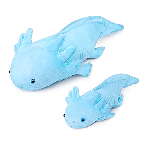 Zhongxin Made Large Axolotl Plush - Super Large Weighted Blue Axolotl Stuffed Animal, 30 Inches Long, Realistic Cute Ambystoma Creepy Amphibians Plush Toys, Unique Plush Gift Collection For Kids #TOP2
