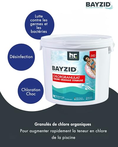 Höfer Chemie Choc Clorine Granulé BAYZID 5 kg pour Piscine – Hautement Efficace, Rapidement Soluble, Désinfection Ultra-