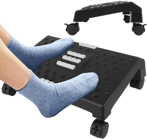 Image of Lucario 360 Movable Ergonomic Foot Rest with Massager Roller and Texture Foot Stool, Foot Rest Under Desk with Non-Slip Wheel, Relieve Leg, Knee and Back Pain (Rolling)