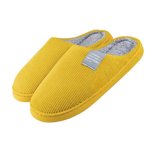 AUFIKR Pantuflas cálidas, pantuflas de invierno, zapatos de casa con suela antideslizante para interiores y exteriores, Amarillo, 36/37 EU