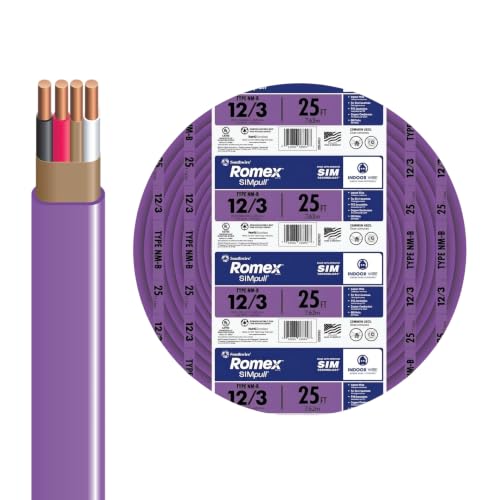 Southwire Romex SIMpull Residential Wire 12 Gauge 3 Conductor 25 Ft W/G NM-B Cable Purple 63947821