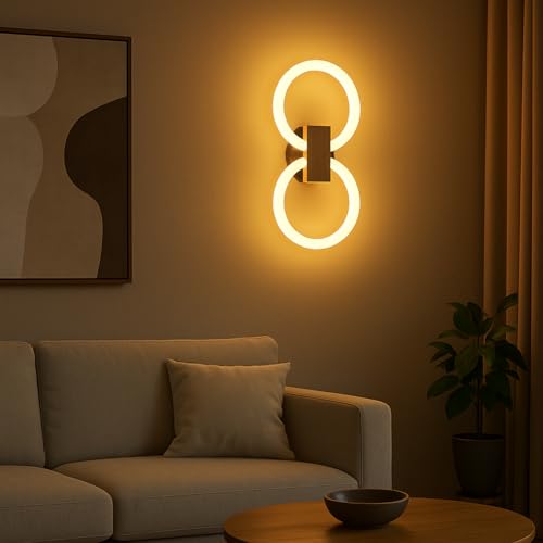Image of Modern Lunaris Loop LED Wall Light Luxury Decorative Sillicon Wall Lamp Warm White LED for Living Room, Bedroom & Hallway - (2 Pack)