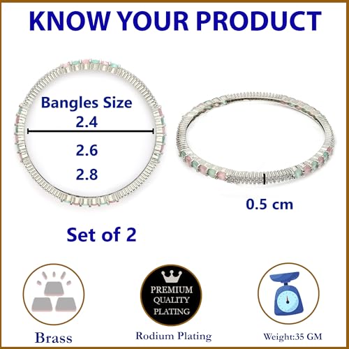 Image of ZENEME Jewellery Silver Plated Stylish Crystal AD Dual Colour Bangle Jewellery For Girls and Women