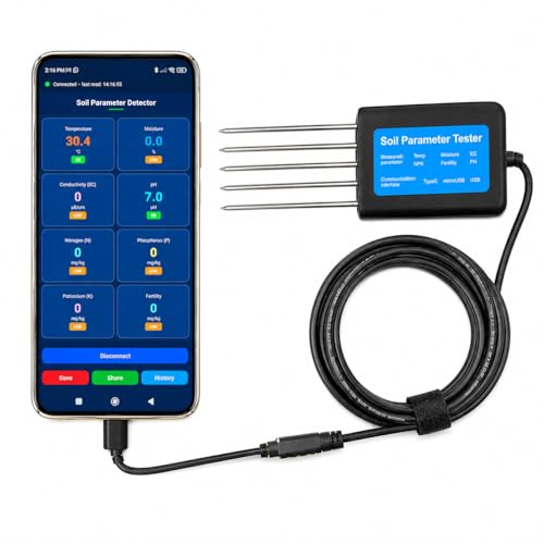 Image of 8-in-1 NPK Soil Tester | Digital Meter for pH, Moisture, Temperature, EC, Nitrogen, Phosphorus, Potassium & Fertility | USB Data Logging | for Garden, Farm, Lawn & Indoor Plants