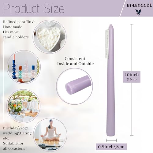 Image of 4 Purple Lavender Scented 10 Inch Handmade Taper Candles