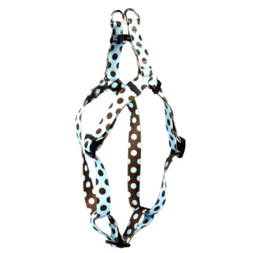 Image of Yellow Dog Design Blue and Brown Polka Dot Step-in Dog Harness, X-Small