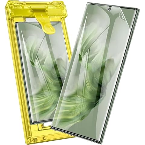 Fotbor for Samsung Galaxy S23 Ultra / S22 Ultra Screen Protector [Not Glass] [100% Fingerprint Unlock], 3 Pack 3D Curved Protective Film Rapid Self-Healing, Easy Install with Auto-Alignment Tray Cover