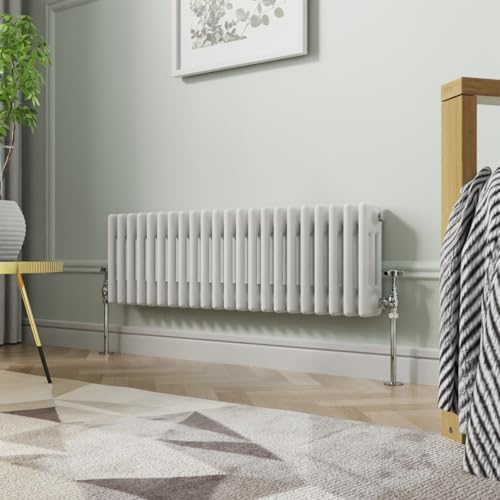 NRG 300 x 1010 mm Gloss White Horizontal Cast Iron Radiator Triple Panel