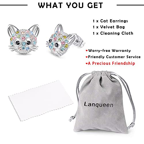Cat Stud Earrings Hypoallergenic Cat Gifts Cubic Zirconia Earrings For Teens Girls Women Cat Lovers #TOP5