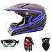 Produktbild SanQing Motorrad-Sturzhelm, Jugend Kinder Dirt Bike Helme, Renn Motocross Fahrradhelm Vier Jahreszeiten universal (Handschuhe, Schutzbrille, Schutzmaske, 4-teiliges Set),Blue r,M