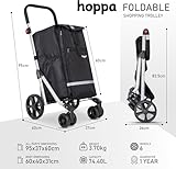 Hoppa 74L Foldable Shopping Trolley – Lightweight 6-Wheel Grocery Cart on Wheels – Sturdy, Hard-Wearing Storage Trolley (Black) - Image 2
