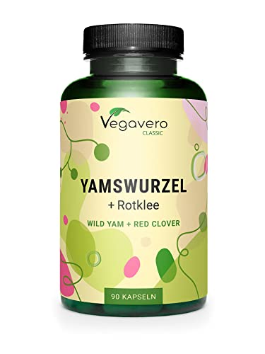 Ñame Silvestre + Trébol Rojo | 1200 mg Ñame Silvestre (20:1) | Con 240 mg Diosgenina y 8% Isoflavonas | Para Menopausia y sofocos | Altas Dosificaciones | Vegavero ®