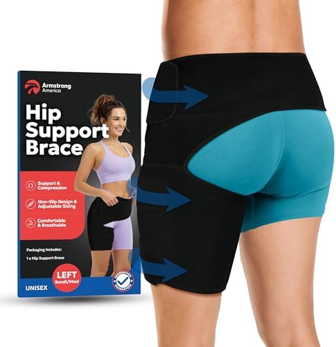 Hip Brace Thigh Compression Sleeve | Sciatica Pain Relief Device | Hamstring & Groin Compression Sleeve Wrap for Sciatic Nerve Relief | Hip Support Braces Thigh Brace for Women & Men SMALL / LEFT LEG