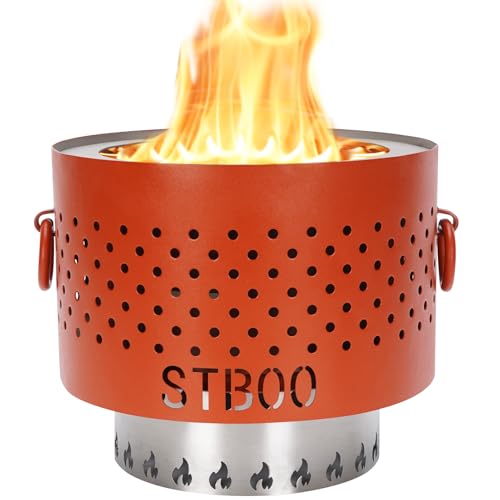 STBoo Tabletop Fire Pit - Low Smoke Pellet Table Top Firepit with Ash Tray | Indoor&Outdoor Mini Portable Personal Fireplace | Small Smores Firepit for Patio, Camping,Porch, Balcony,7.8inch Red