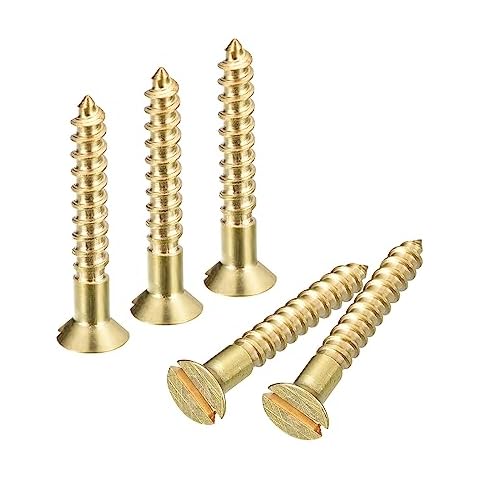 sourcing map Brass Wood Screws, 40Pcs M3 x 16mm Cover