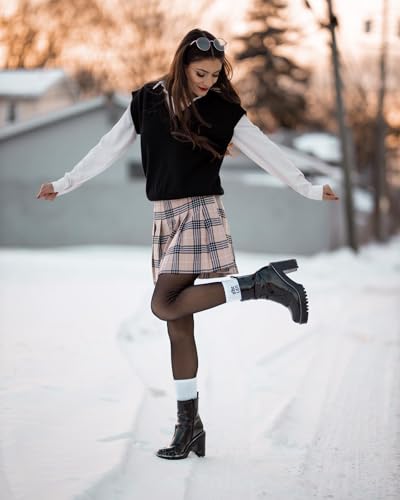 Image of Womens Fleece Lined Tights Winter Warm Thermal Tights Fake Translucent Thick Pantyhose