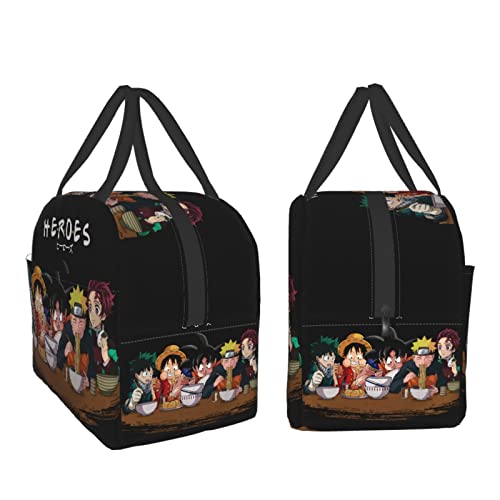 Dazhenfzd Lunch Bags Insulated Lunch Box Cooler Tote Bag Reusable Lunch Bag Japanese Anime Little Hero For Adults/Women/Men/Girls Work Hiking Picnic, Black5, One Size #TOP3