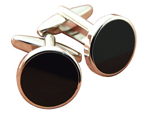 Okones Classic Round Enamel Cufflinks And Black Studs Set For Tuxedo Formal Shirt With Gift Box #TOP4