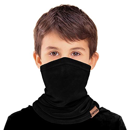 Dymex 2 Pcs Kids Neck Warmer Gaiter Winter Fleece Neck Cover Balaclava Windproof Face Cover Mask For Ski Motorcycle Black,Blue thumb #1