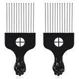 2 Stück Afro Kamm, Lockenkamm Metall, Dauerwellen Kamm, Kunststoffhaarkamm, Afro Haarstyling Werkzeug Für Männer, Frauen, Dauerwellen, Große Bärte, Lockiges Haar