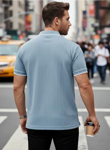 Image of Mack Jonney Men's Premium Jacquard Polo T-Shirt | Short Sleeve Soft Knit Fabric | Stylish Casual & Smart Wear Polo-M6938