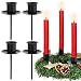 Produktbild BOFUNX 4 Stücke Kerzenständer Schwarz Kerzenhalter Stabkerzen Metall Stabkerzenhalter für Adventskranz Weihnachtskranz Weihnachtsdeko