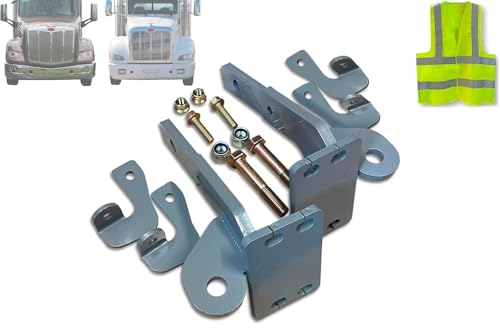Bumper Deer Moose Brush Guard Brackets Mounting Hardware Set Compatible with EX-Guard Compatible with Peterbilt 579 386 2013-2021 Plus Logo and Reflective Vest