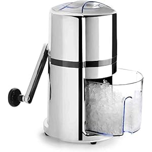 DWD® Premium Manual Ice Crusher Rotary Handle with Non Slip feet 16x26cm Stainless Steel/Black Weighted Base Mini Bar Make The Perfect Drink