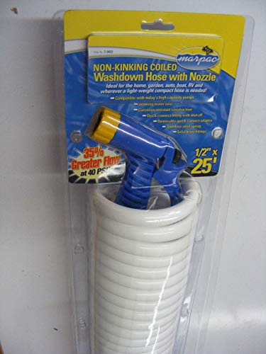 Marpac New Marine Boat Coiled Washdown Hose with Nozzle 1/2 x 25 - //coolthings.us