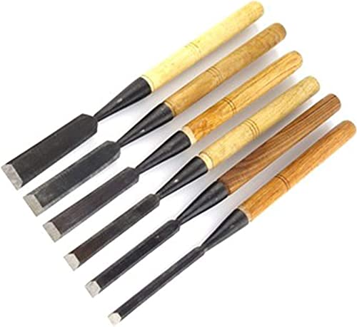 Wood Chisel Set for 6 Piece High Carbon Steel Chisel Set Chisel Wood Chisel Set Chisel Wood Turning Tools with Wooden Handle for Wood Carving Root Carving,