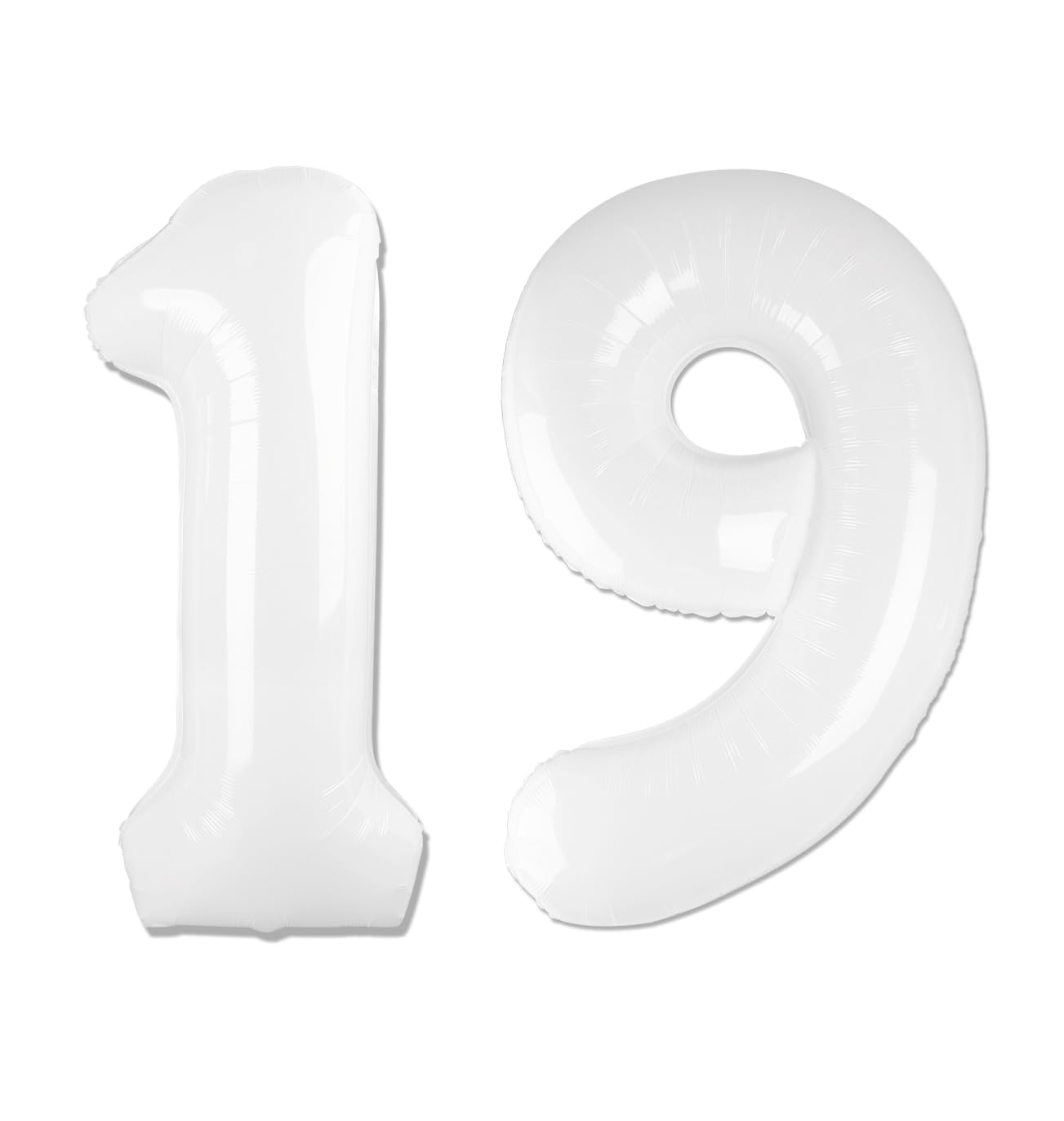 White 19 Balloon - Number Balloon 40 Inch, 19th White Birthday Decorations