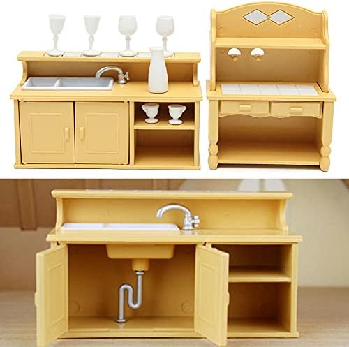 Miniatura 6 de Acxico 2 piezas de plástico gabinete de cocina en miniatura muebles habitación artículo conjunto mini accesorio