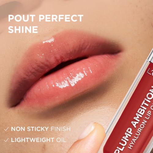Image of L'Oreal Paris Plump Ambition Hyaluron Plumping Lip Oil, Cherry Cherie | Plumping Lip Oil, Glass Like Shine, Infused with Hyaluronic Acid, Deeply Hydrating, Plumper & Smoother Lips, Non Sticky