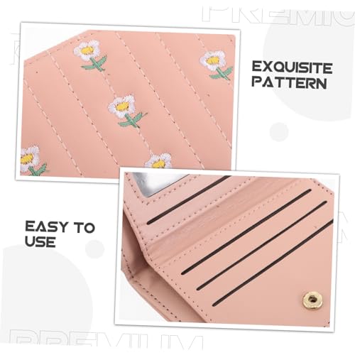 NOLITOY Ladies Floral Embroidery Wallet Cute Bifold Coin Purse Card Holder Soft Pu for Everyday Use Compact Two-fold Design for Travel and Daily Essentials3