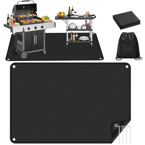 HE-SANQI Outdoor Grill Mat 48x30 Inch, Protects Deck Grass from