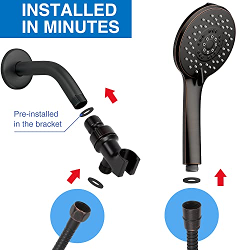 Showerhead With Handheld Spray, Sufuhom 5 Functions Shower Head With 70.8'' Stainless Steel Hose And Abs Bracket, Oil Rubbed Bronze #TOP5