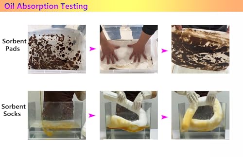 Image of XIFENG Oil-Only Spill Kit Absorbing Spills Oil Absorbent Pads Oil Absorbent Socks Pillows 11.6 Gallon of Oils Petroleum Products for Industrial Automotive Vehicle Aid Spills (Color:only Oil)
