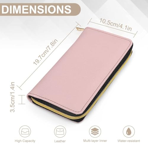 Long PU Zipper Wallet, Travel Purse Fashion Design, Huge Storage Capacity Wallet, Cute Decor Purse For Men And Women Light Pink2