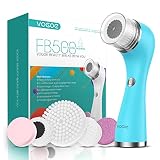 VOGOE Cepillo Limpiador Facial Eléctrico, Limpieza Facial Recargable, Exfoliante Faciales Giratorio Impermeable IPX7, 3 Velocidades y 5 Cepillos para Cara Cuerpo Limpieza Exfoliación y Masaje, Azul