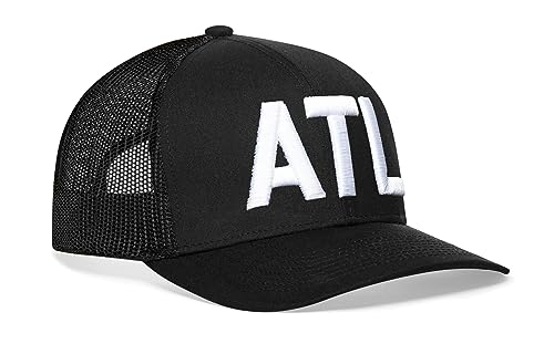 HAKA Atlanta Black Trucker Hat – ATL Mesh Snapback Cap for Men, Women & Golf, Block Text Design Baseball Dad Hat