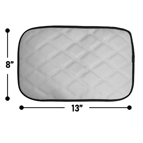 Image of FH Group Faux Leather Diamond Pattern Center Console Armrest Cushion, Luxury Seat Box Cover Protector fits Most Cars, SUVs, and Trucks Blue