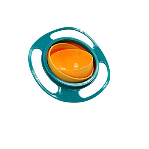 Image of ESH7 Gyro Bowl Funny 360 Degree Rotate Spill-Proof Bowl with Lid Feeding Without Mess Toy for Toddler Baby Kids Children,Green