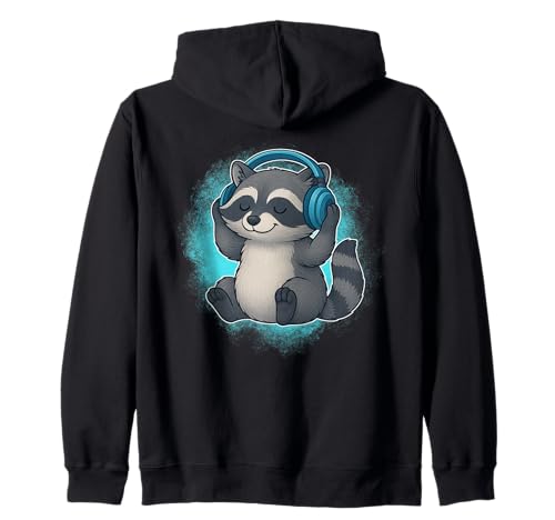 Dj Raccoon Auriculares Amante De La Música Sudadera con Capucha