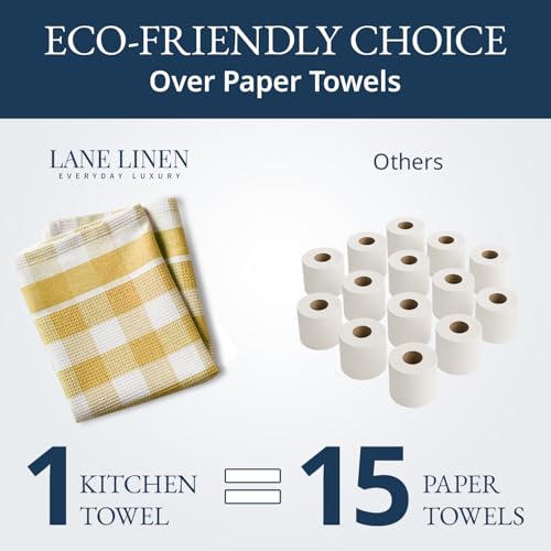 Image of Kitchen Towels Set - Pack of 4 Cotton Dish Towels for Drying Dishes, 18 inchx 28 inch, Kitchen Hand Towels, Absorbent Tea Towels, Premium Dish Towels for Kitchen, Quick Drying Kitchen Towel Set - Yellow