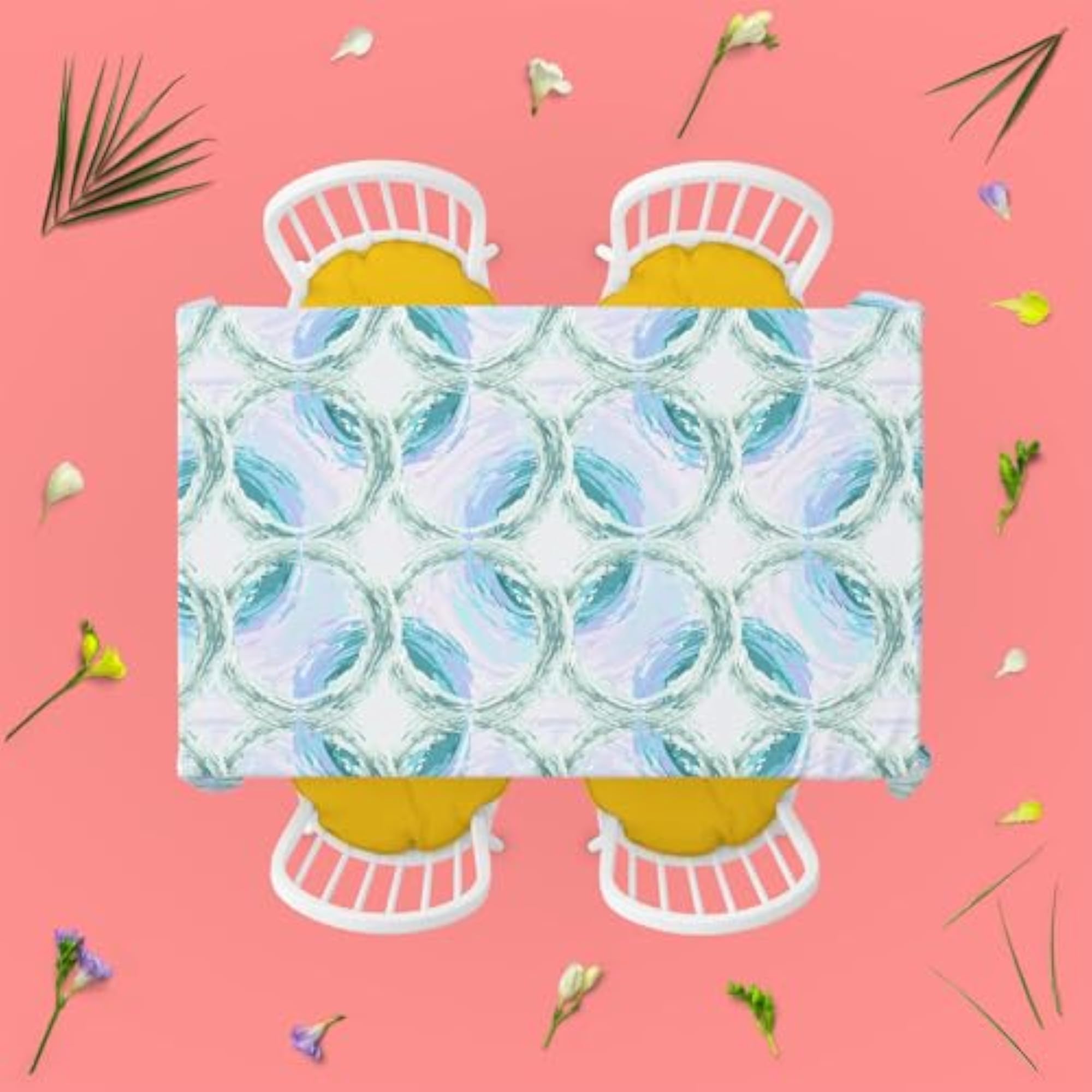 Fluffy Circles D4 Table Cloth Cover for Dining & Center Table