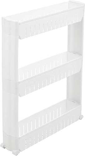 Miniatura 9 de mDesign Carrito de lavandería con ruedas de plástico delgado, organizador de almacenamiento portátil, ruedas de fácil deslizamiento y 3 estantes