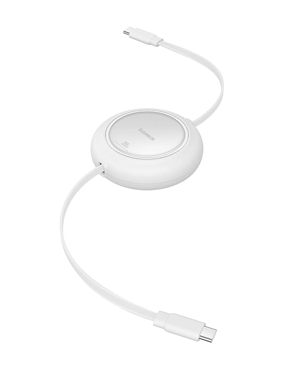 Baseus USB C to USB C Cable, 100W 6.6ft Retractable USB C Fast Charging Cable, 7-Stage Length Preset Retractable Charger Cord for iPhone 16 15 Pro Plus Pro Max, MacBook, iPad Pro, Samsung S24/S23+ by Baseus - Used condition - US$14.69