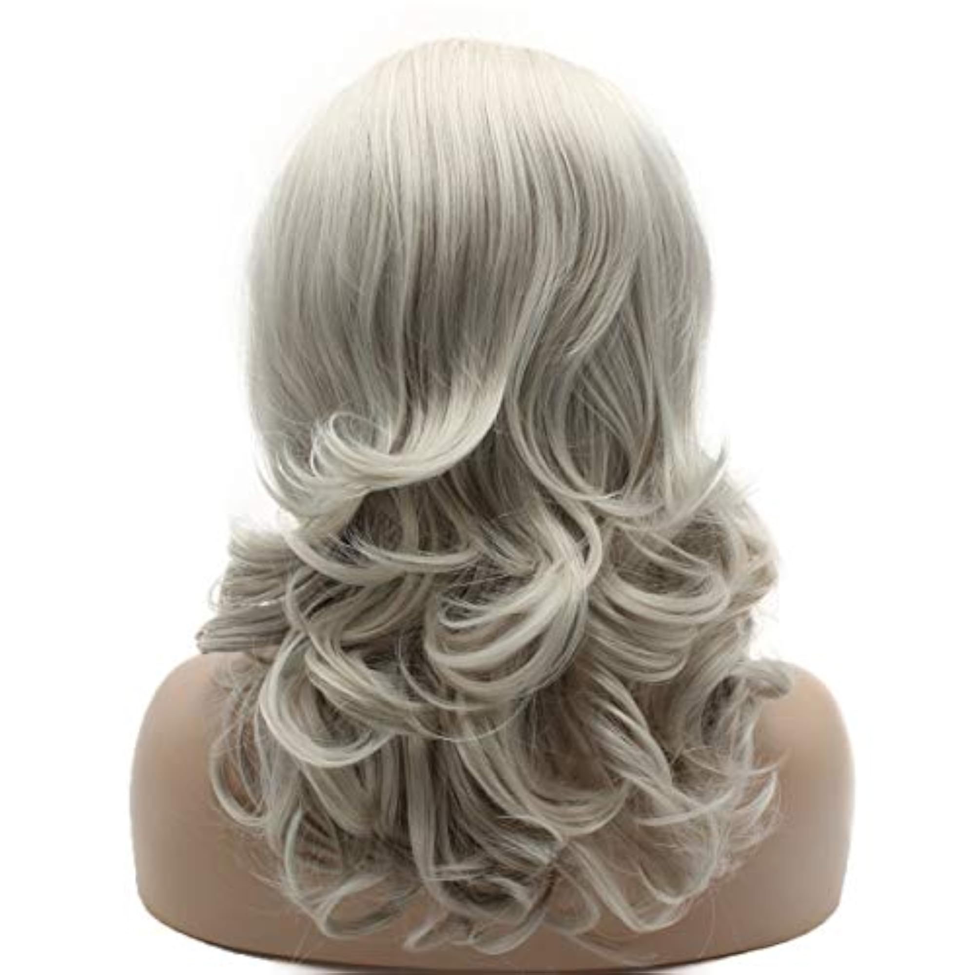 Stylish Medium Length Grey Synthetic Lace Front Wig