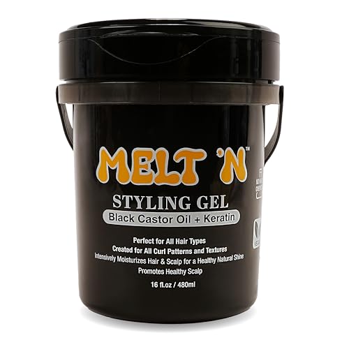 EBIN NEW YORK – Melt’N Styling Gel Black Con Black Castor Oil Y Keratina – Unisex – 480 ml – Fijación Precisa, Fortalecimiento Y Reparación Capilar Con Acabado Profesional